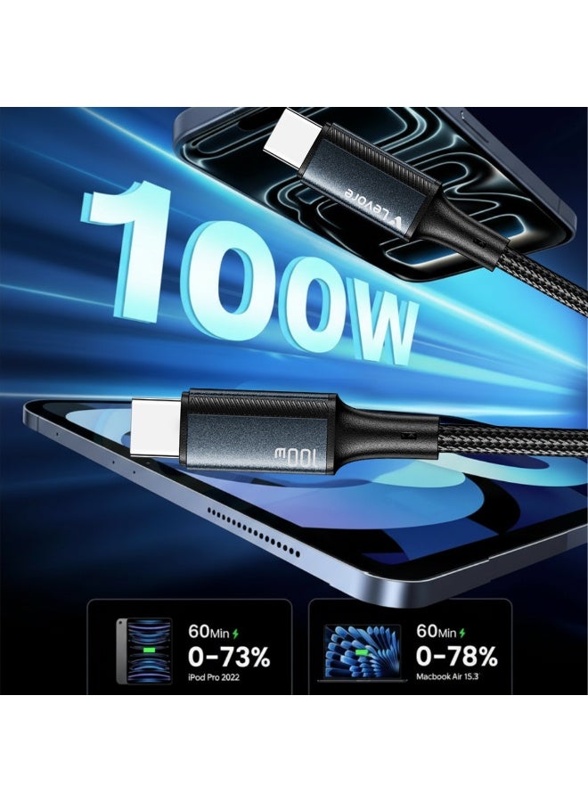 ليفور كابل تايب سي إلى تايب سي مجدول شحن سريع – 1 متر - 100 واط - Image 4